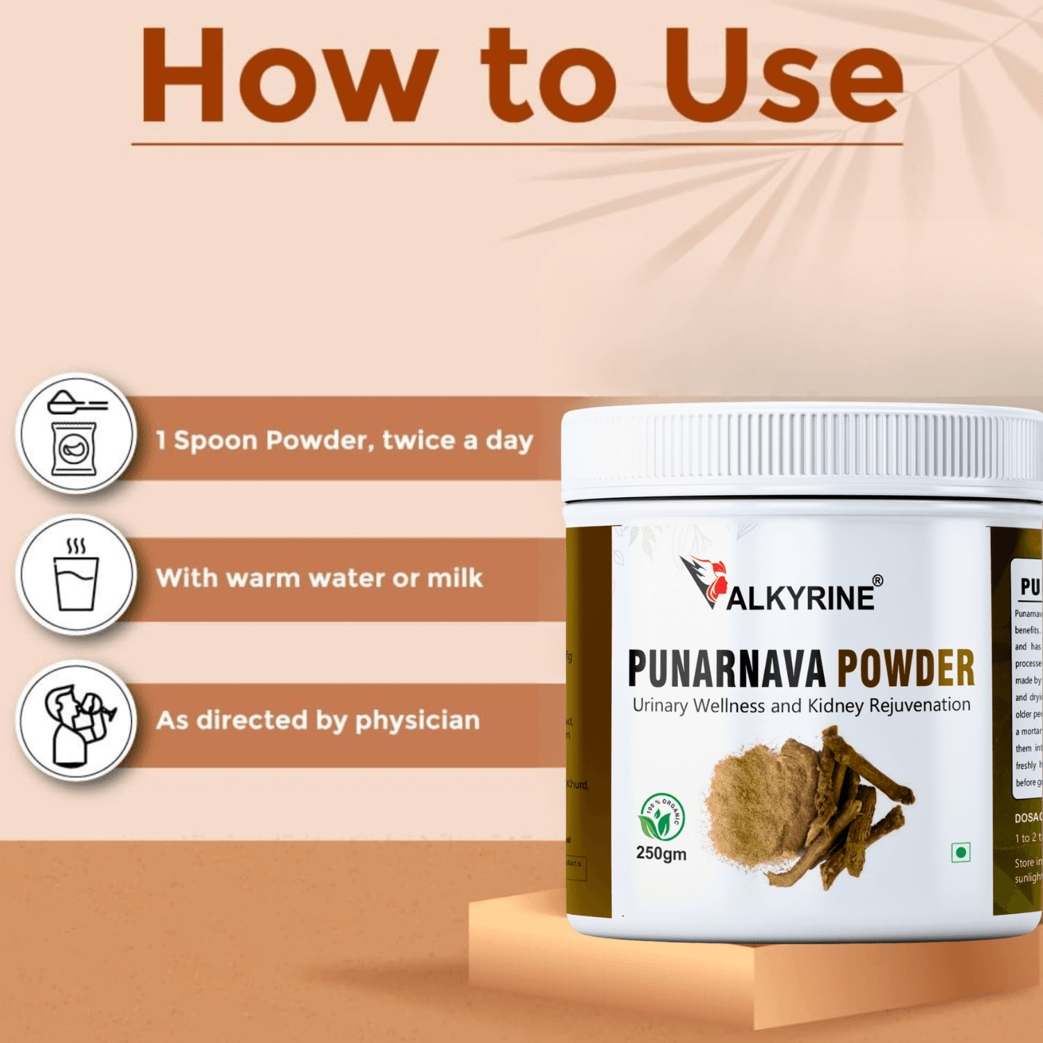 Valkyrine Organic Punarnava Powder | Natural Kidney Support & Detox (250 gm) | Pack of 2 - Image 4